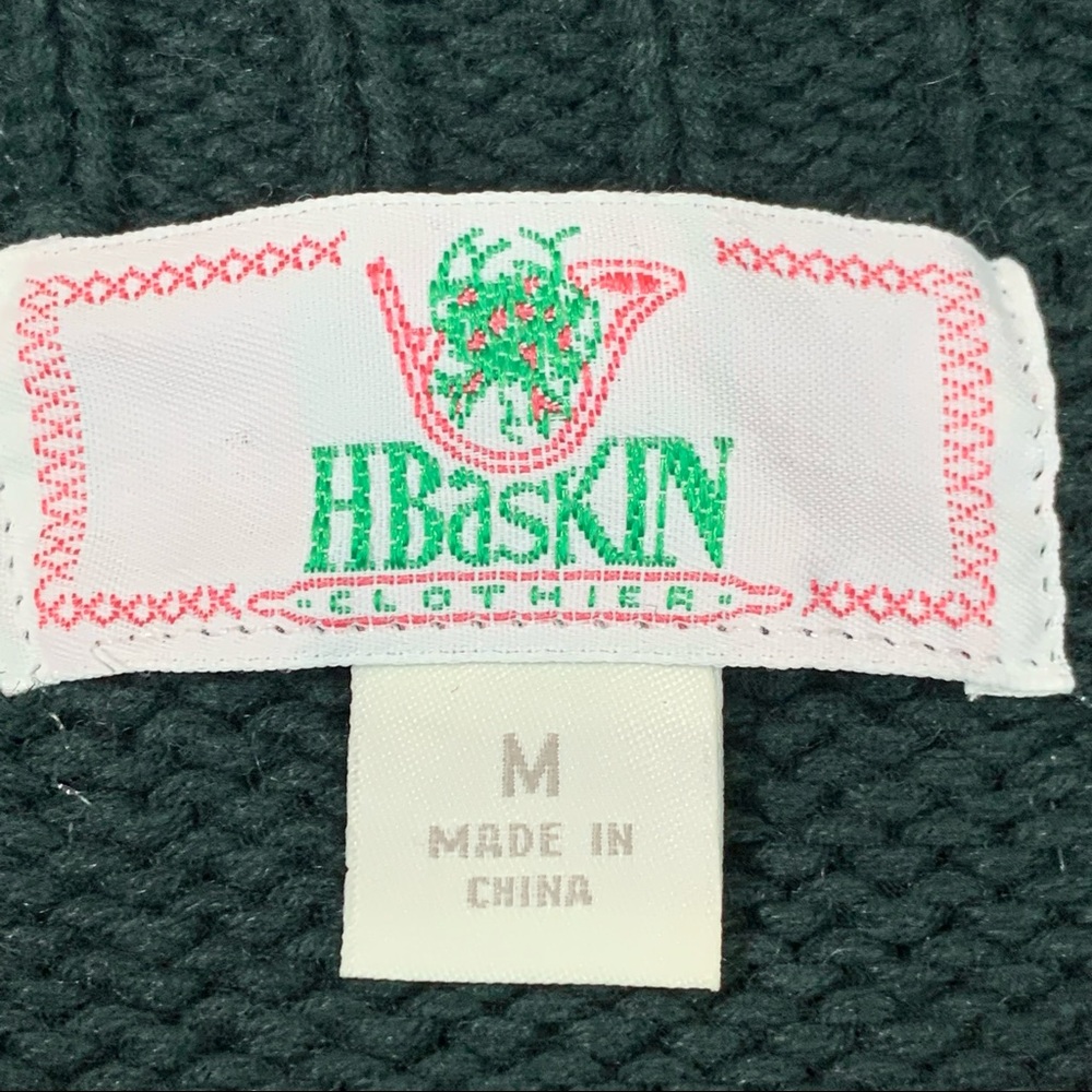 Vintage HBASKIN Ugly Sweater Santa Knit Green Heavy Christmas Long Sleeve - Picture 3 of 10